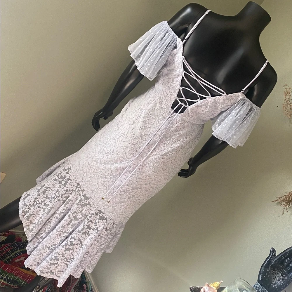 Angel Biba Mermaid Goddess Angel Like Light Baby Blue Lace Dress NWTs - Picture 9 of 16